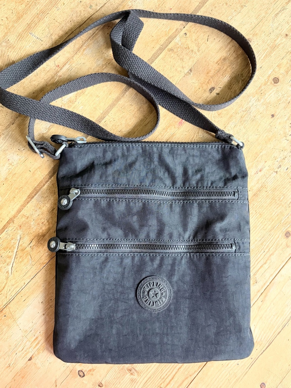 Kipling Alvar Black Small Crossbody Bag with Front Zips